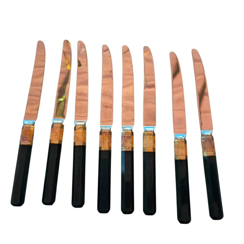 Prisma Jade Green Laslo Mikasa Dinner Knives Set Of‎ 8 Faceted Acrylic Japan